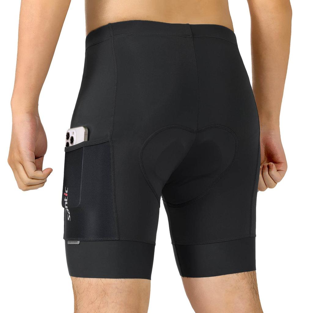 Santic Men's Cycling Pants, Racer Pants, Cycling/Road Bike Innerwear, Padded, Moisture-Wicking, Quick-Drying, Spring/Summer (Black, Size M)