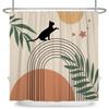 Abstract Mid Century Shower Curtain Arch Sun Moon Minimalist Geometric Curve Stripes Fabric Christmas Landscape Bth Curtain Hook