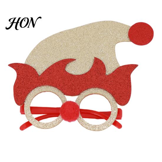 Christmas Theme Party Supplies Glasses, Glitter Glasses Frames, Novelty Elf Snowman Santa Claus Elk Frames Reindeer Eyeglasses Costume for Holiday