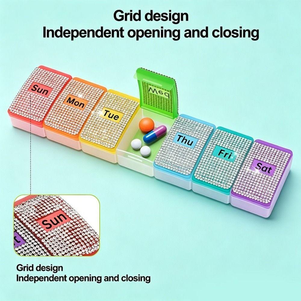 Sealed 7 Day Pill Case 7 Grids Pill Dispenser Portable Vitamin Storage Container Travel