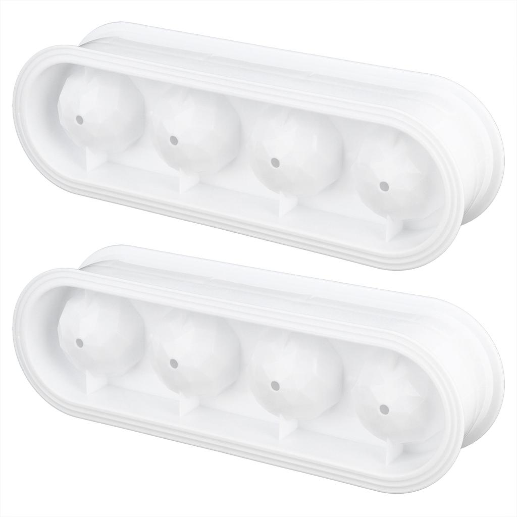 2Pcs 4 Grids Food Grade Ice Cubes Mold Whiskey Ice Ball Making Mold Tray for Home Bar