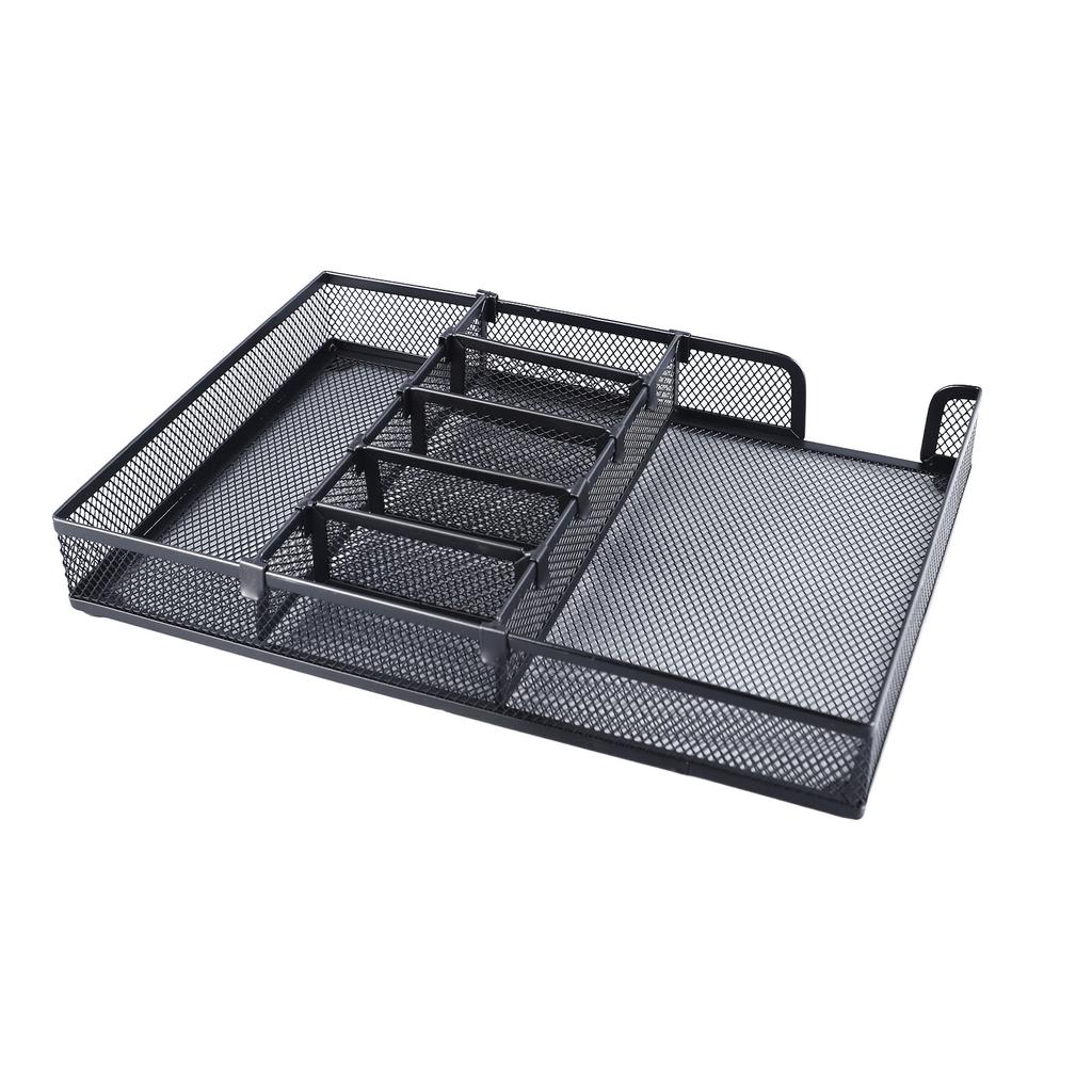 Desk Organizer Tray DIY Stable Prevent Slip Metal Mesh Desktop Storage Tray for Home School Office Supplies