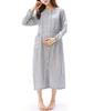 Длинная пижама для беременных с расчесанной двойной длинной сорочкой для кормления [Nishiki] с рукавами, платьем, вырезом, 100% хлопок, высококачественная пряжа, марля,