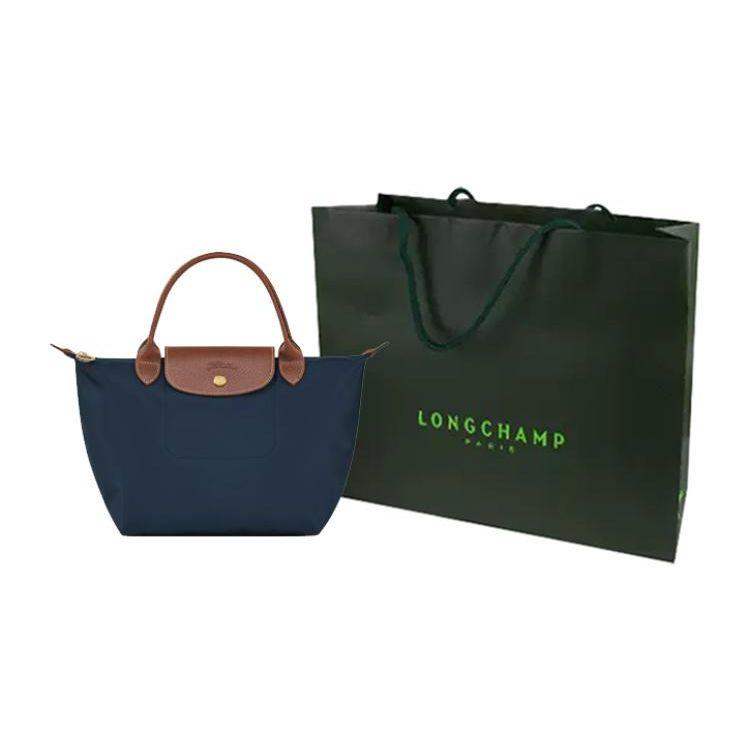 Longchamp Сумка-тоут с короткой ручкой, на молнии и кнопке, женская, темно-синяя 1621089P68