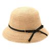 Hat UKH096 Gina Raffia Short Crochet Ribbon Hat Ladies Sunshade UV Protection X (Tanaka Store) Women's (Natural Black, 57.5cm (M Size))