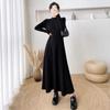 Solid Color Knitted Dress Autumn and Winter New Sweater Dress Fashion Long Sleeve Turtleneck A Word Long Dress