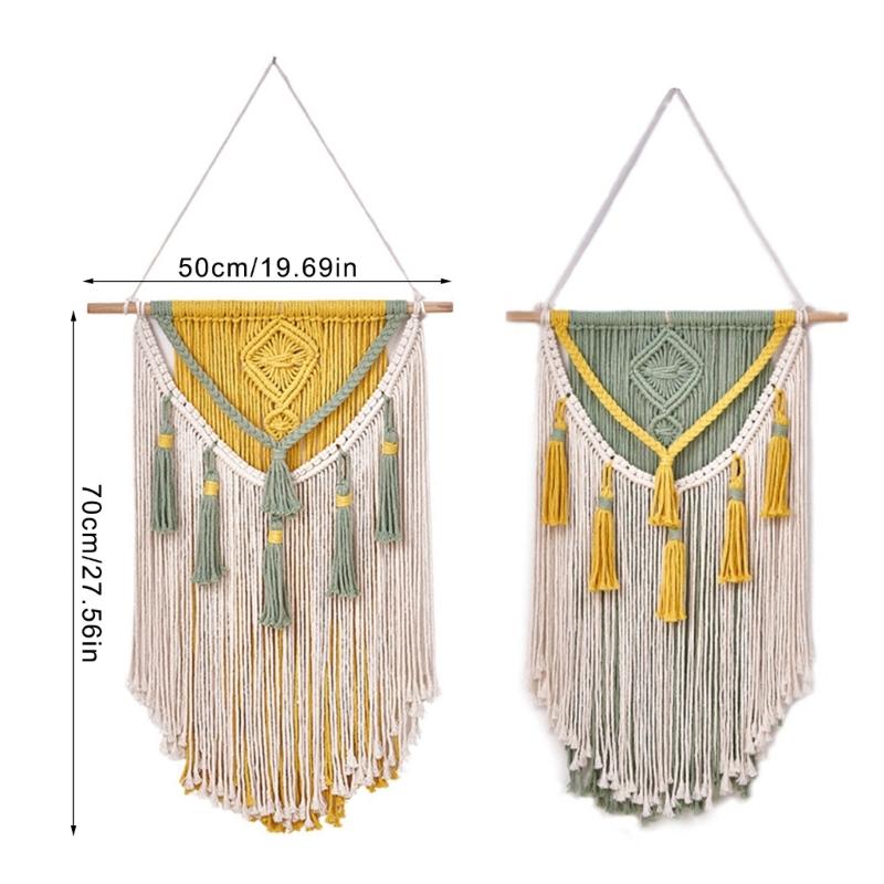 Colorful Handwoven Cotton Rope Tassels Wall Hanging Tapestry for Home Decoration Living Room or Bedroom Wall Pendant