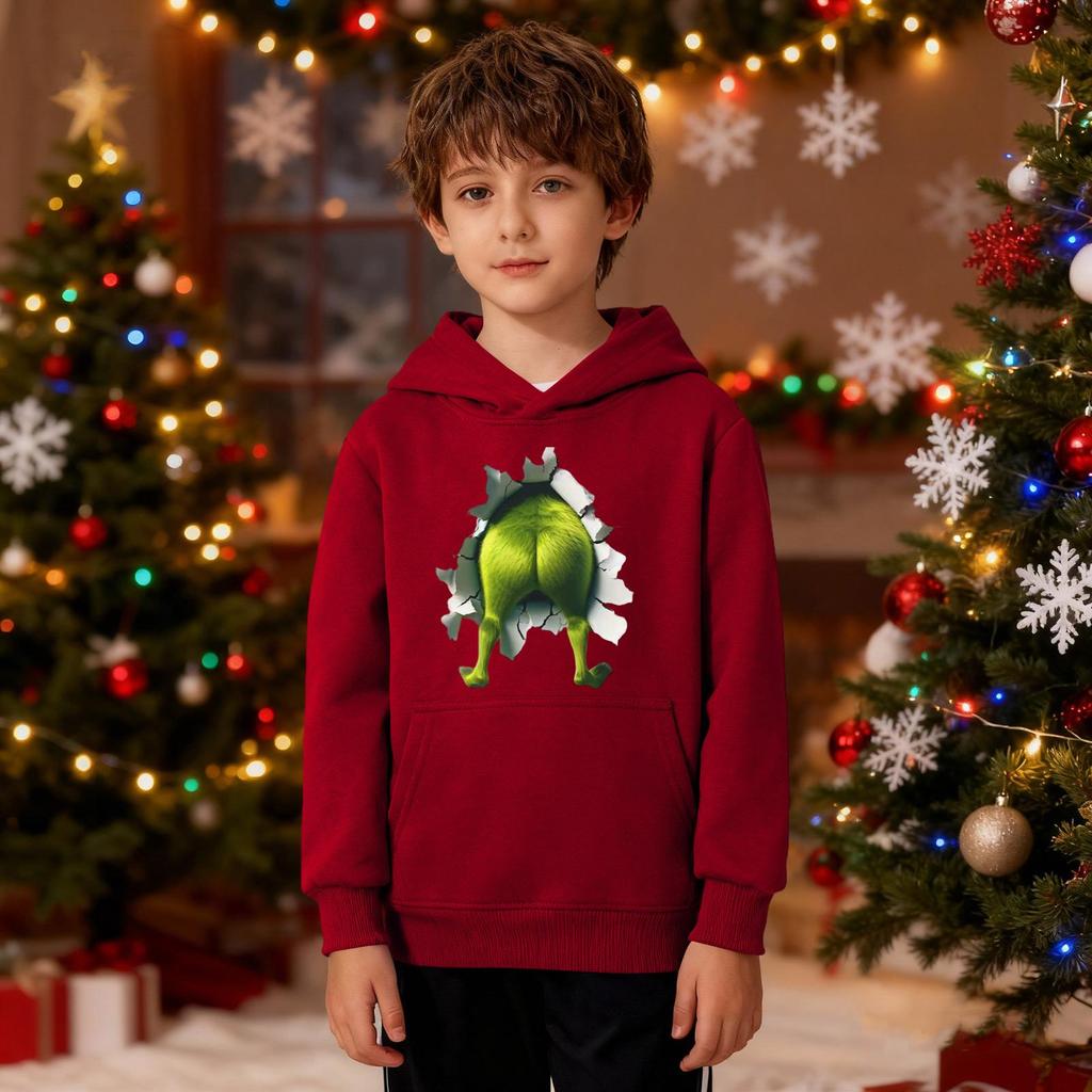 Рождественский свитшот для мальчиков и девочек, уродливая рождественская футболка, свитшот с круглым вырезом, для малышей, с длинным рукавом, пуловер, наряд, топы