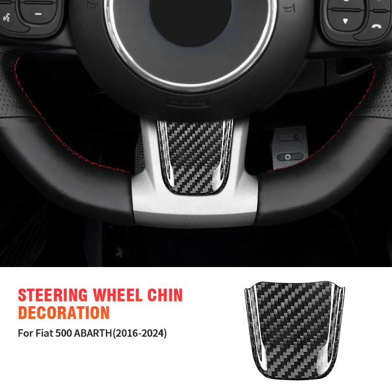 Carbon Fiber Steering Wheel Chin Decorative Sticker 6 Color Interior Accessory Kit for Fiat 500/ABARTH 2020-2023