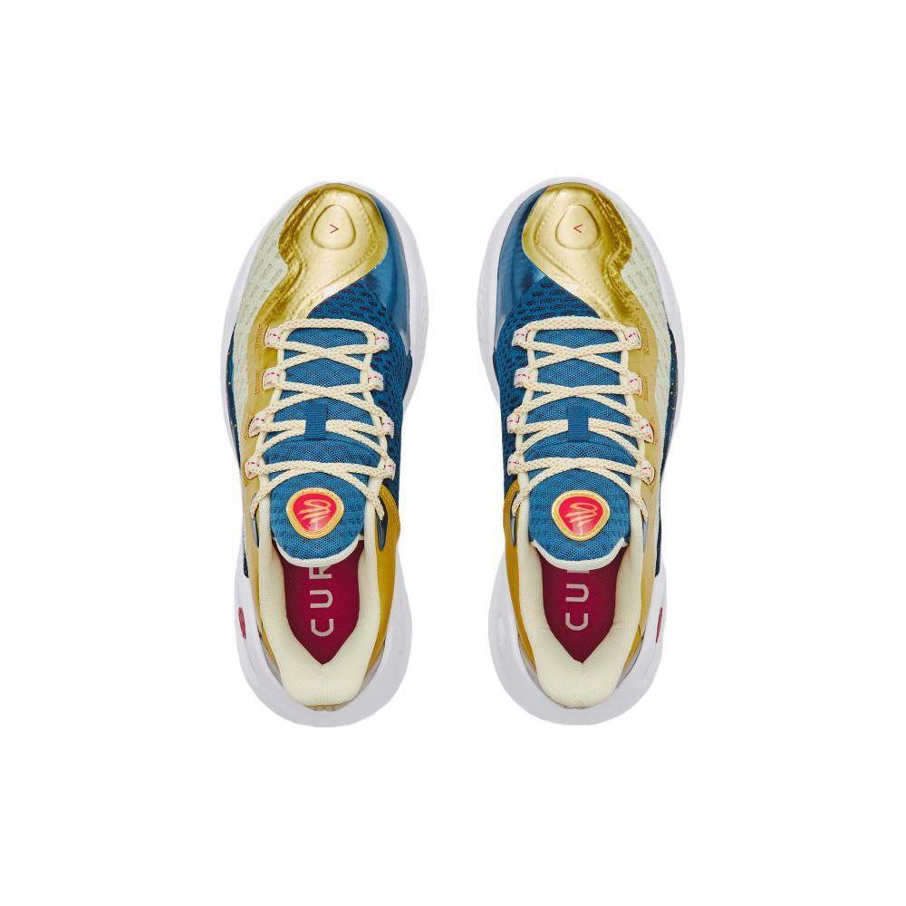 Under Armour Curry 11 Round Toe Lace-Up Non-Slip Wear-Resistant Low-Top Basketball Shoes Unisex Sneaker Yellow Blue 3026617