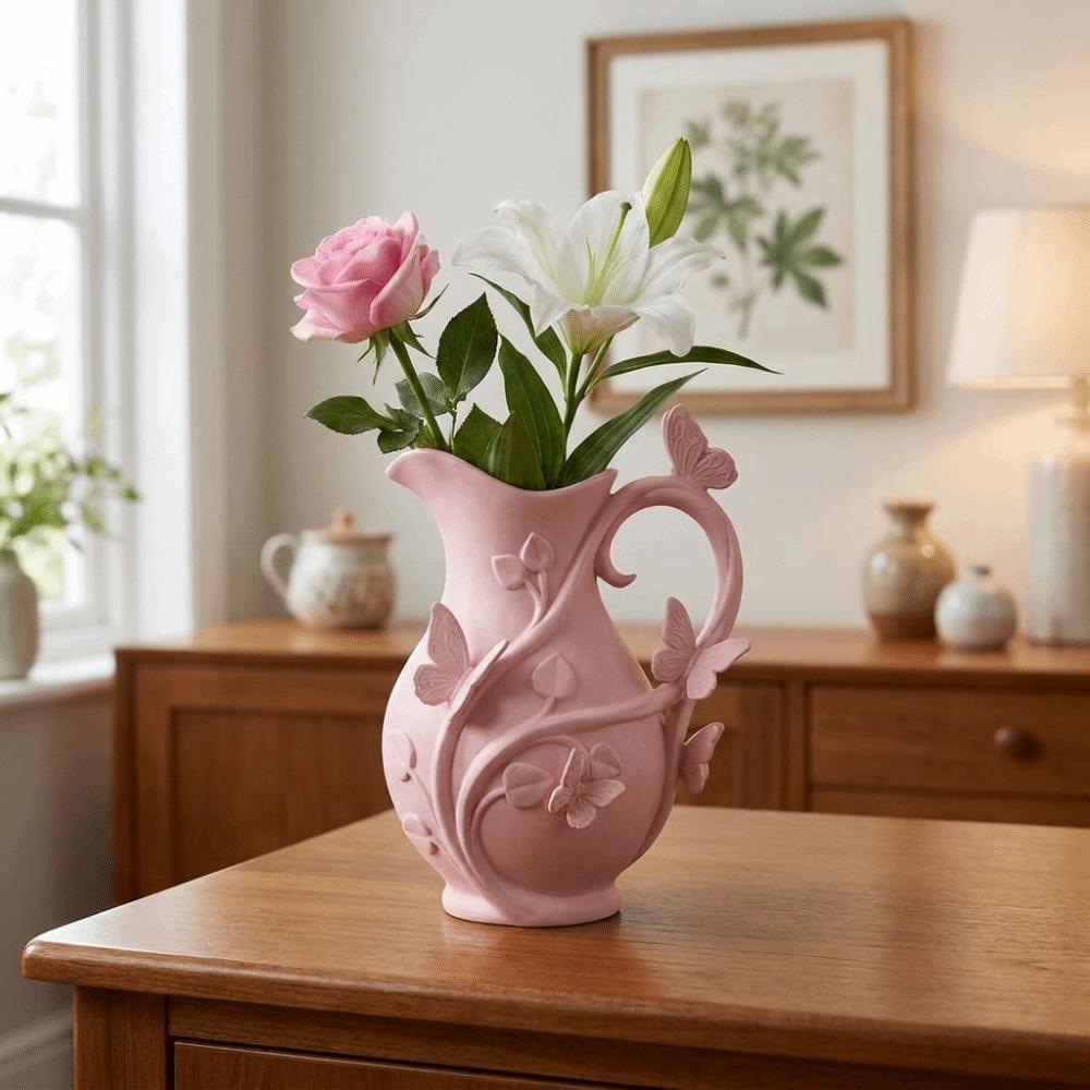 Decorative Butterfly Relief Vase 3D 3D Embossed Vase Creative Dried Flower Vase Home Decor