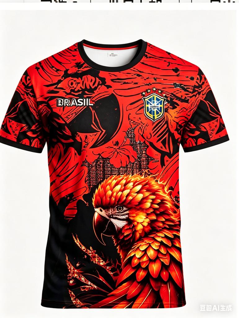Brazilian football fan art graphic men's T-shirt, football jersey, outdoor sports and fitness, casual fashionChildren's gifts