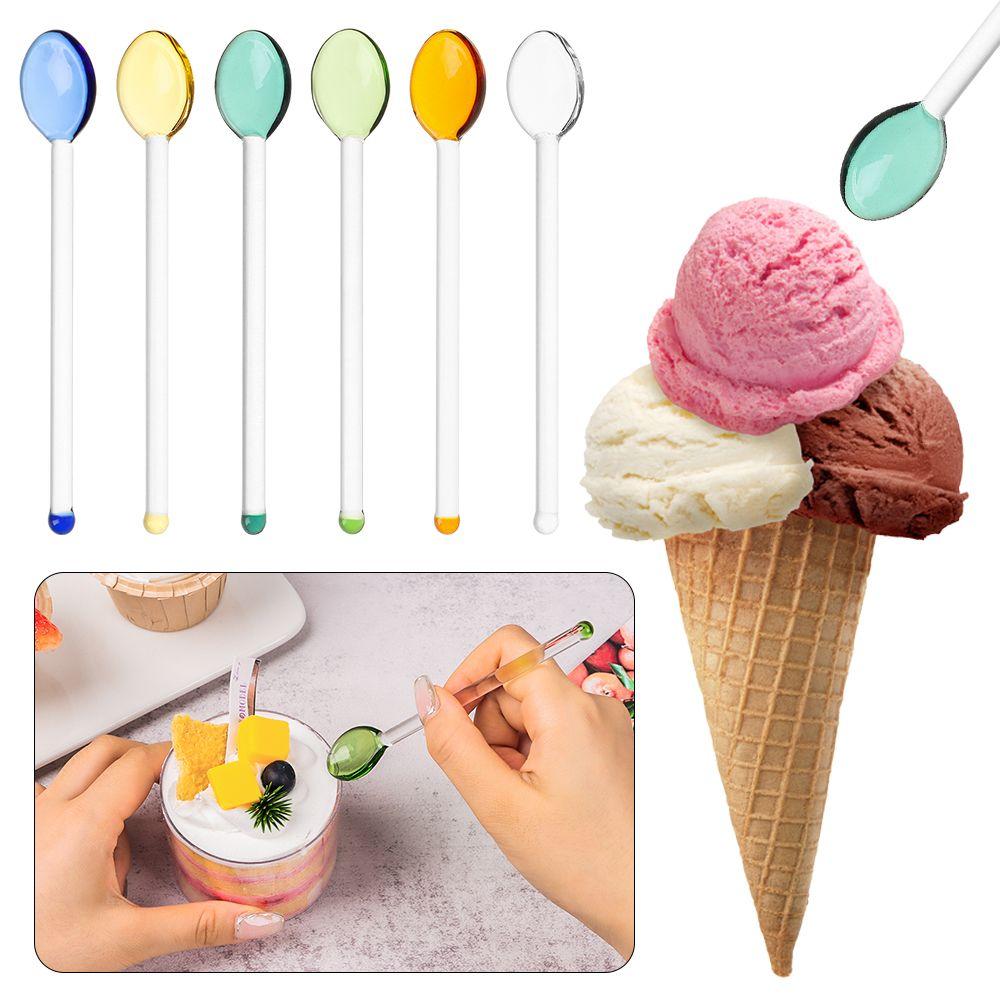 Новая красочная посуда Кофейные ложки Стеклянные ложки для чая с длинной ручкой