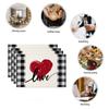 Heart Shape Placemats Romantic Love Pattern 4pc Linen Dining Mats Heat Resistant Valentine's Day Wedding Anniversary Party Decor