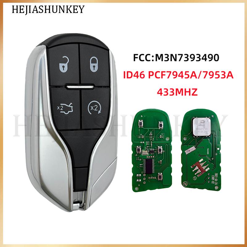 M3N-7393490 4 Buttons Smart Remote Key Fob 433MHz ID46 PCF7953 PCF7945 Chip For Maserati Ghibli Quattroporte Levante 2012-2019