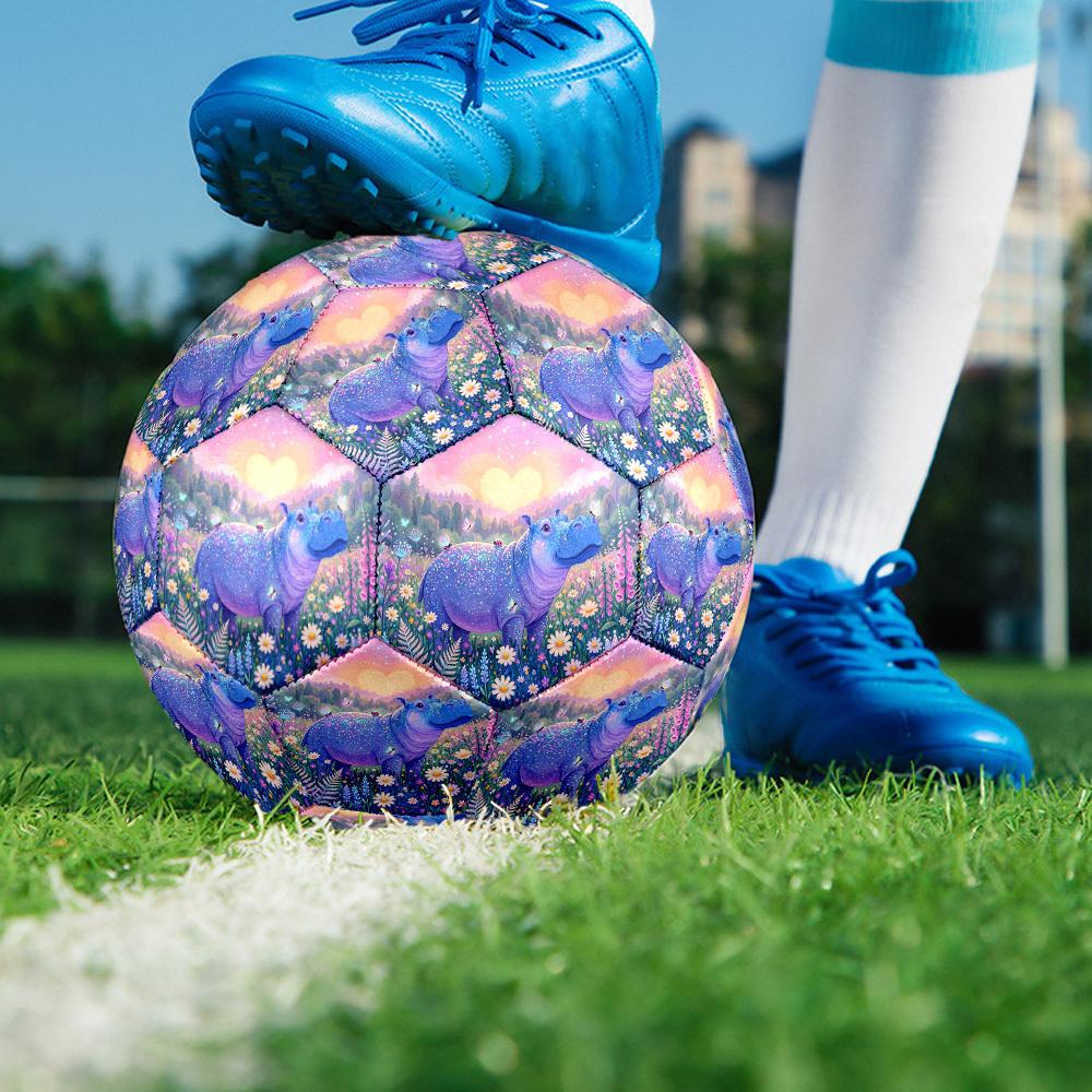 1pc Fantasy Hippo Garden Durable Size 5 Soccer Ball Professional Match Training Football Indoor &Outdoor Sports Ball p6015