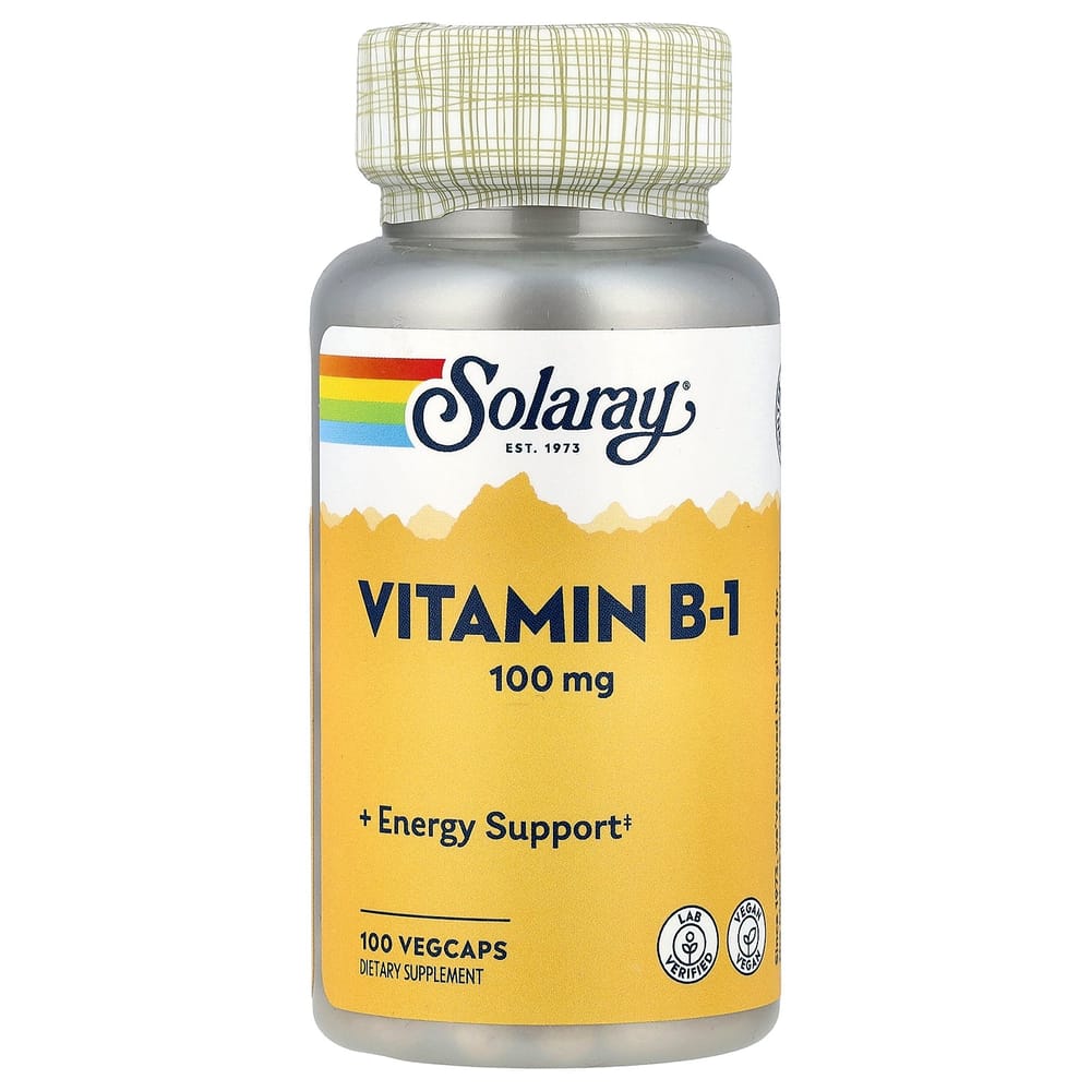 Solaray Vitamin B-1 100mg Veggie Capsules, 100 Count