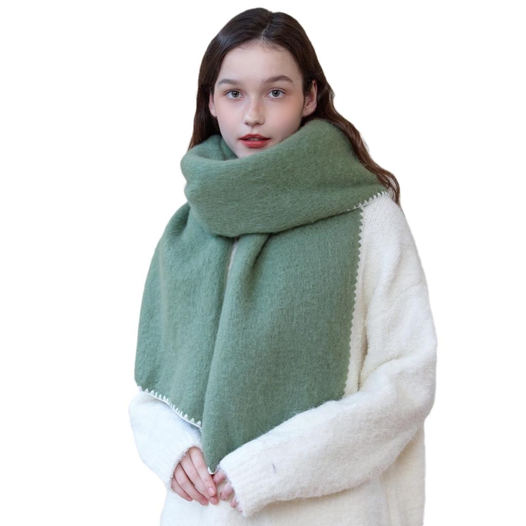 Autumn and Winter Homemade Designer Solid Color Versatile High-end Locking Edge Thickened Warm Scarf Scarf