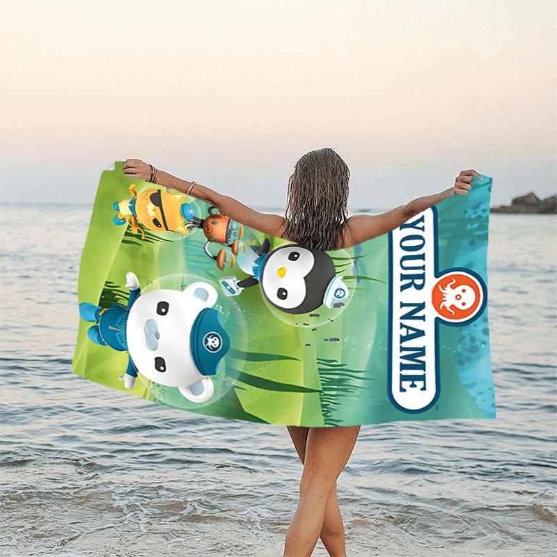 1pc OCTONAUTS Beach Towel with Custom Name, Beach/Swimming/Bath/Picnic/Camping Towel, Suitable for Seaside Beaches