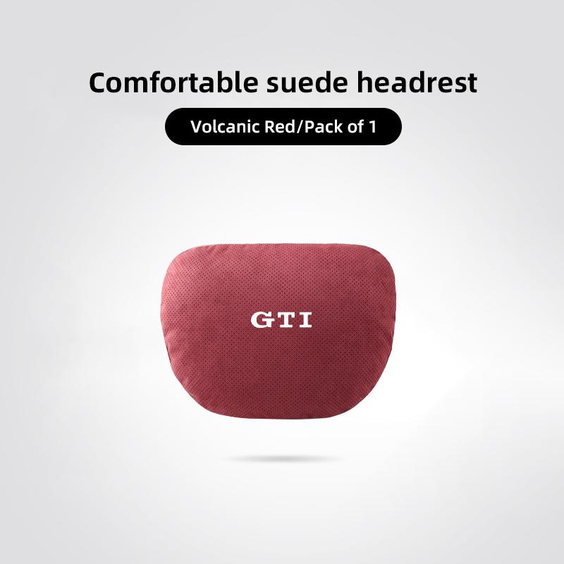 Car Suede Headrest Seat Neck Pillow Head Support For VW Tiguan Arteon Taigo ED13 Caddy CC e-up Golf Polo Passat Jetta Amarok Hub Cap