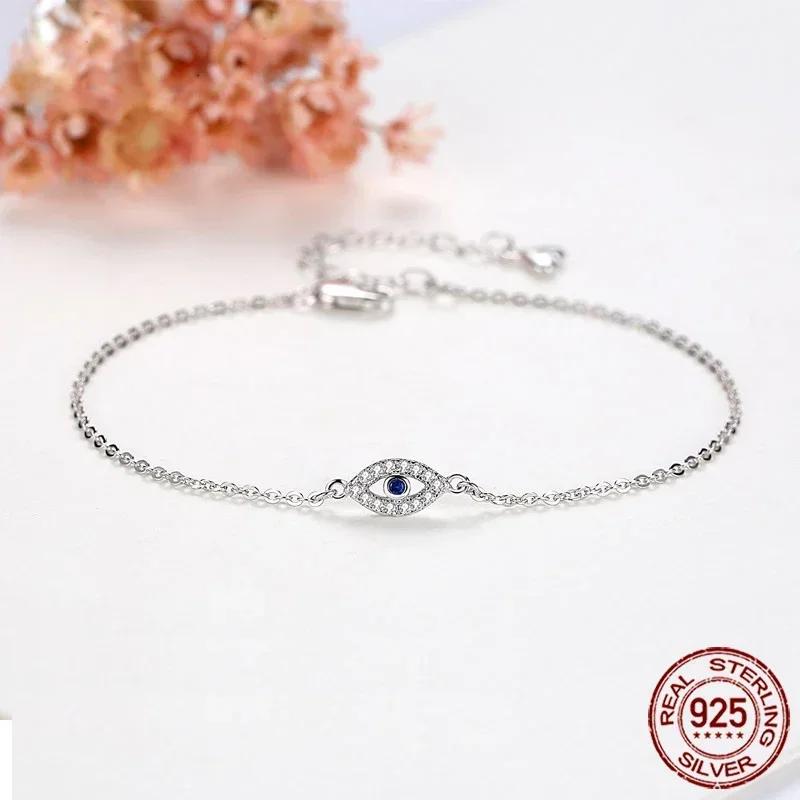TONGZHE Women Evil Eye Bracelet 925 Silver Bracelets CZ Lucky Turkey Jewelry For A Couple Bracelets for Women Pulsera
