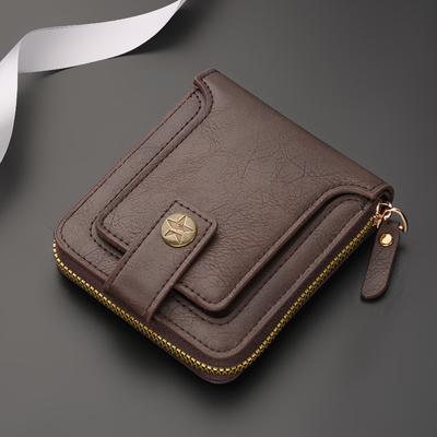 Мужской короткий кошелек с несколькими слотами для карт, потайной пряжкой и молнией, кошелек для денег, простой многофункциональный кошелек в стиле ретро