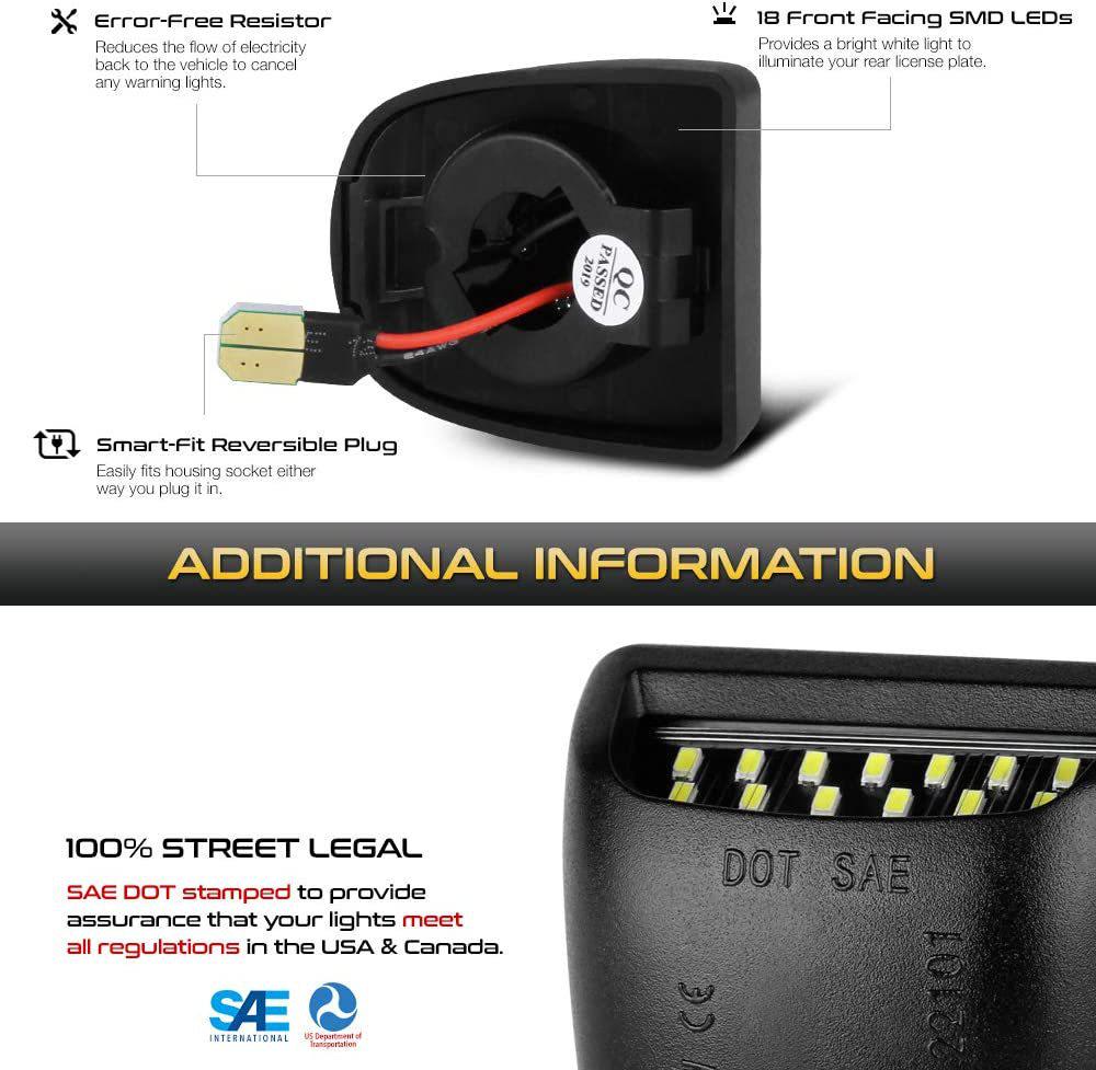 2-светодиодные фонари номерного знака, Красный/Белый, Для Chevrolet Tahoe 01-14, Cadillac, GMC