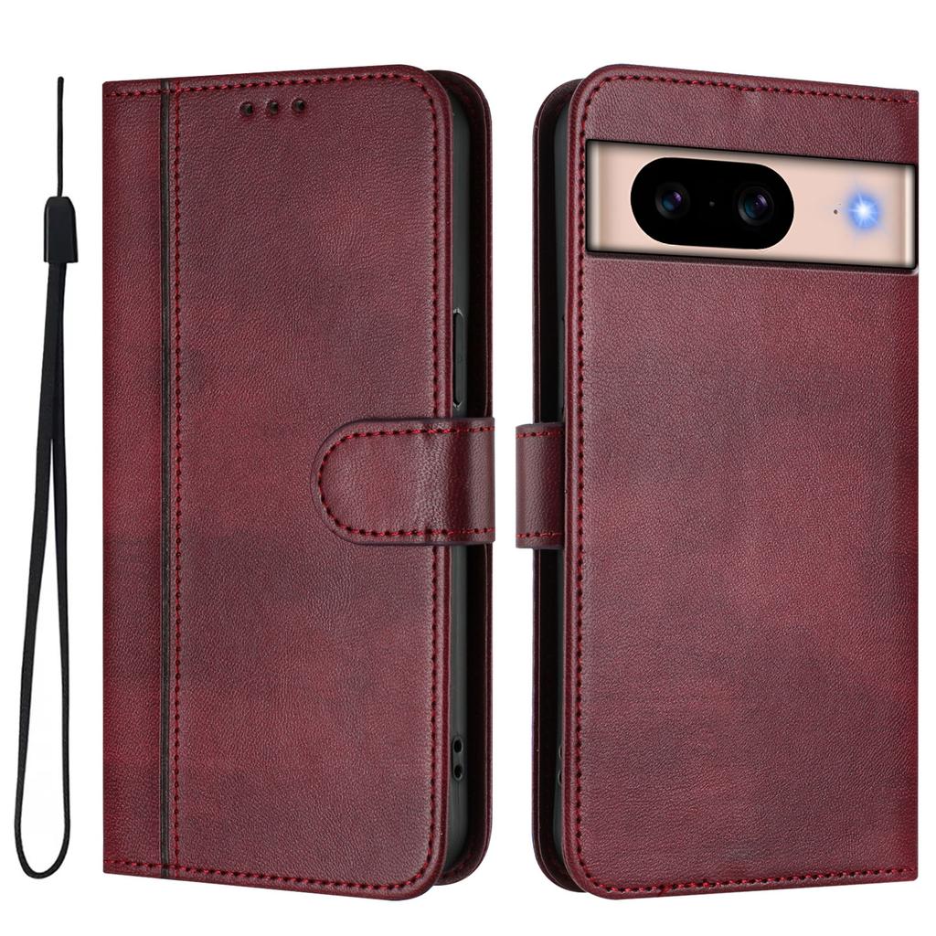 For Google Pixel 8a Cases Wallet Stand Retro Texture Leather Phone Cover with Lanyard