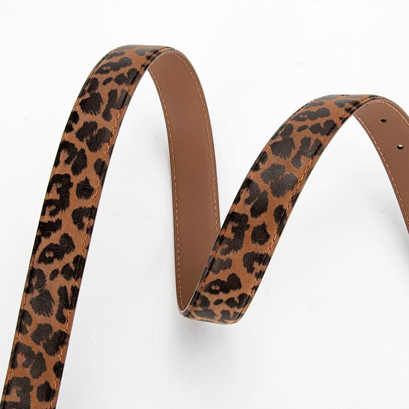 Leopard Leather Belt Women's Alloy Pin Buckle Genuine Leather Decoration Versatile Dress Jeans Belt Women's Style