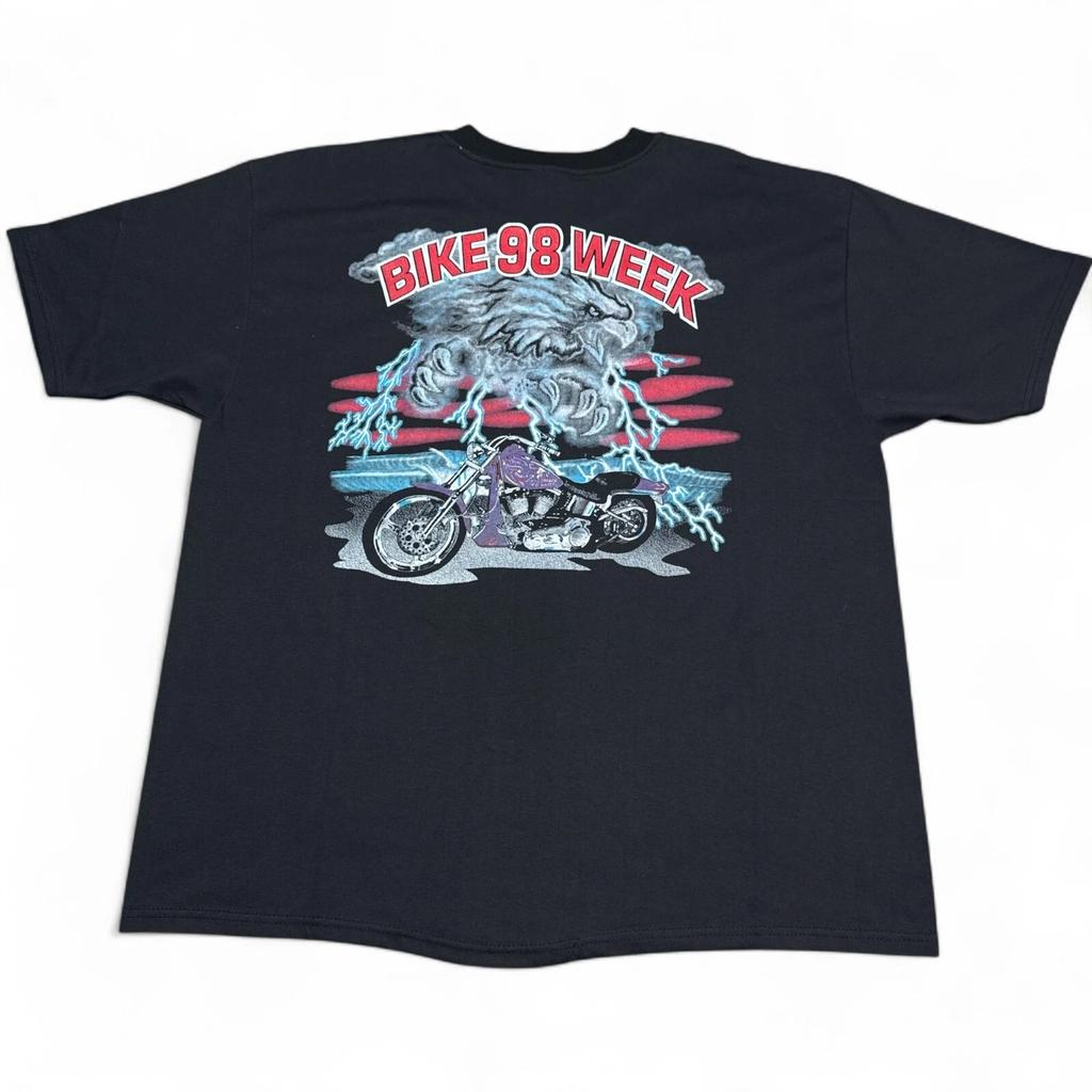 Винтажная футболка Harley Bike Week 90-х годов, размер XL для взрослых, черный орел, молния