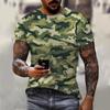 Fashion New Vintage Men's Army Camo Stripe Pattern Printed Top T-shirt Popular Harajuku Round Neck Comfortable Short Sleeve
