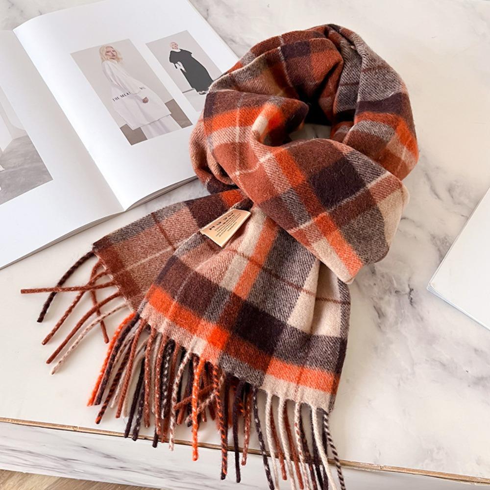 Thick Warm Winter Plaid Scarf Windproof Shawl Wrap Fashion Long Tassel Scarves