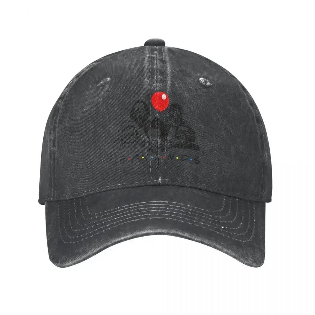 Vintage Horror Friends Baseball Cap Unisex Style Distressed Denim Headwear Horror Characters Outdoor Running Golf Hats Cap