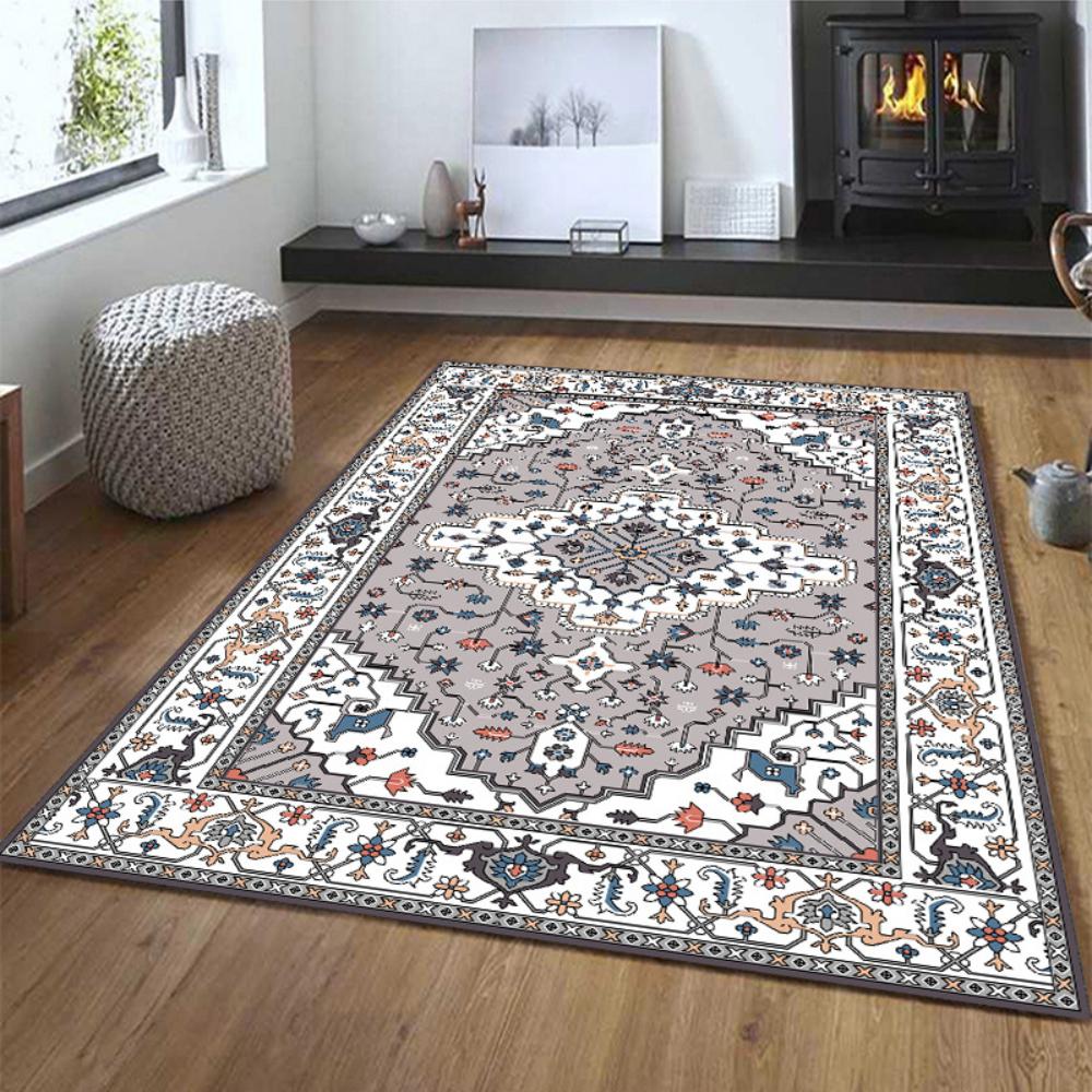 Washable Vintage Persian Style Carpet, Lightweight Floor Mat for Bedroom & Living Room, Soft Comfortable Modern Vintage Rug