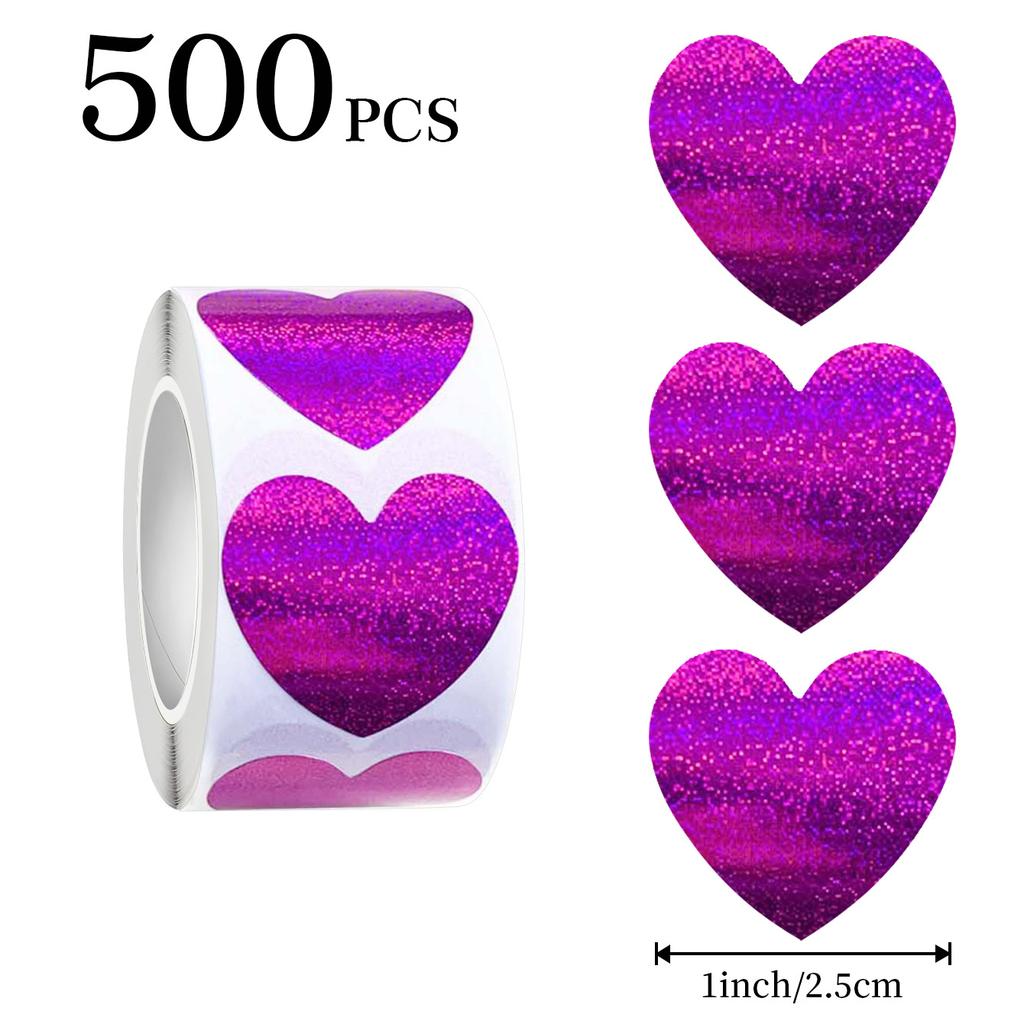 500pcs/roll Heart-Shaped Glitter Labels,Self-Adhesive Stickers for Baking Packaging,Valentine's Day,Bridal Gifts,Easter Gifts