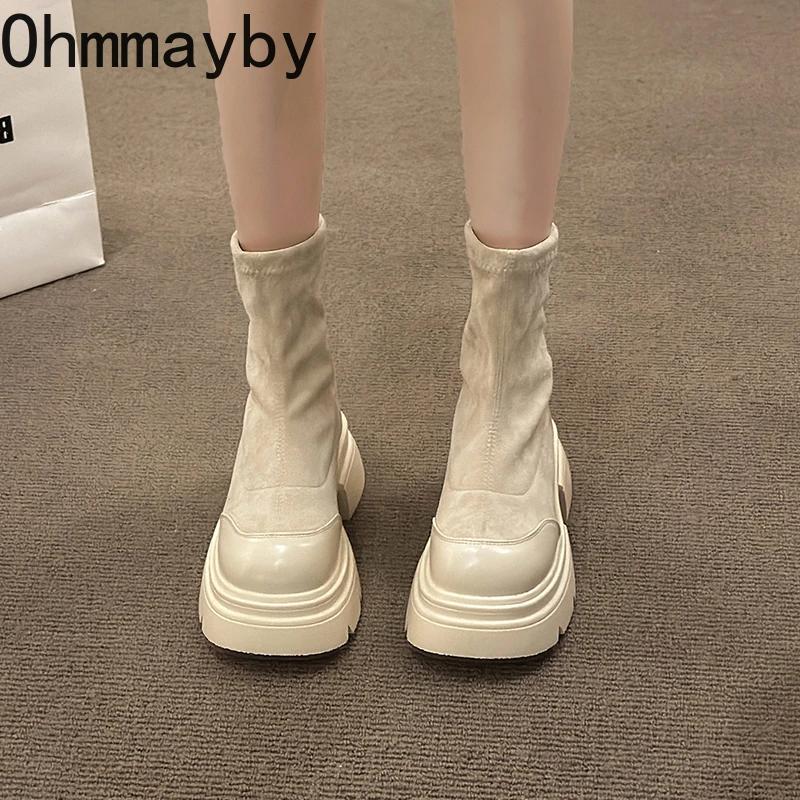 Fashion Autumn Chunky Women Slim Short Boots Fashion Back Zippers Thick Heel Ankle Booties Street Style Female Shoes