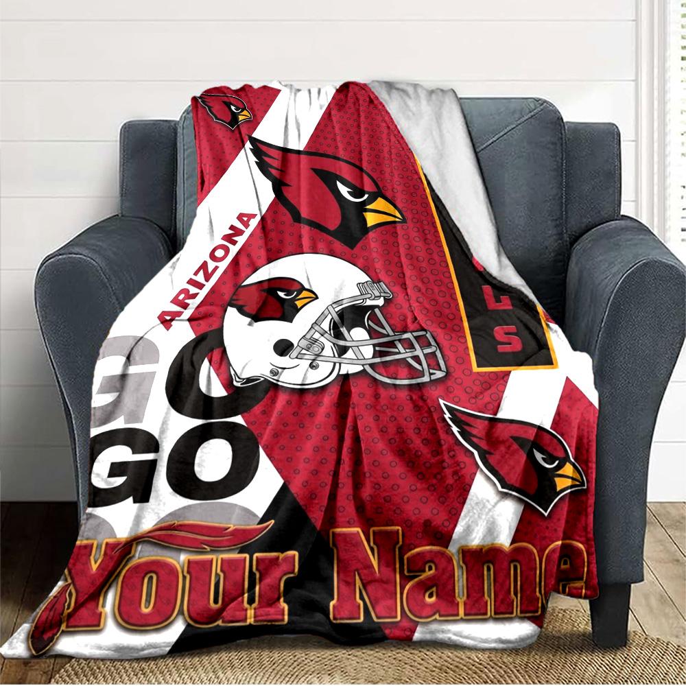 Name Custom Arizona Cardinals Print Flannel Blanket High Quality Warm Comfortable Cover for All Seasons Perfect for Gifts Home Decor