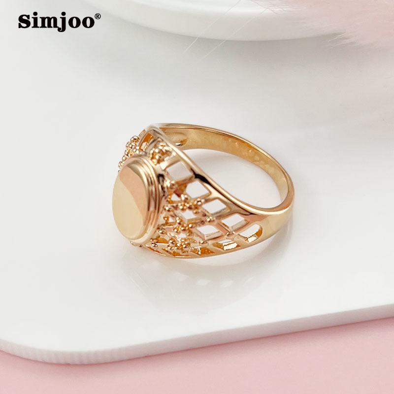 SIMJOO Гладкая овальная рыболовная сеть женское кольцо цвета розового золота