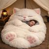 Спальный мешок-кошка для взрослых Мягкий спальный мешок Плюшевый конверт-кошка Моющийся Теплое одеяло для кемпинга Путешествий Ночевок Домашние аксессуары