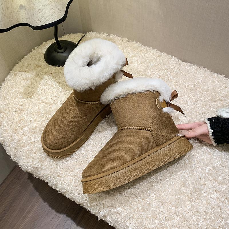 Plus Size Snow Boots Women's 2025 Winter New Casual Fur Warm Wear Platform Cotton Boots