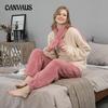 Женская домашняя пижама большого размера из кораллового бархата с длинным рукавом на осень
