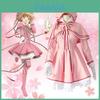 Очаровательный костюм для косплея Cardcaptor Sakura Kinomoto, розовое платье со шляпой для женщин