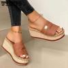 Женские сандалии на танкетке, летние модные женские удобные сандалии на платформе на плоской подошве, женские повседневные дышащие тапочки, обувь