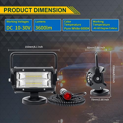1 х Ручной рабочий фонарь 5 дюймов 72 Вт магнитное основание рабочий фонарь светодиодный 6000 К водонепроницаемый пылезащитный 12 В/24 В универсальный совместимый со всеми транспортными средствами