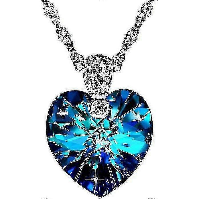 Women\'s Necklace, Blue "Heart of the Ocean" Heart Pendant