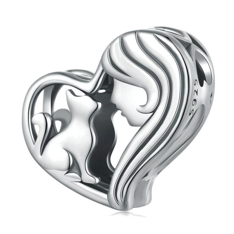 WOSTU 925 Silver Pink Love Heart Charms Bead Infinite Love Pendant Fit Bracelet Valentine Jewelry Mother's Day Gift