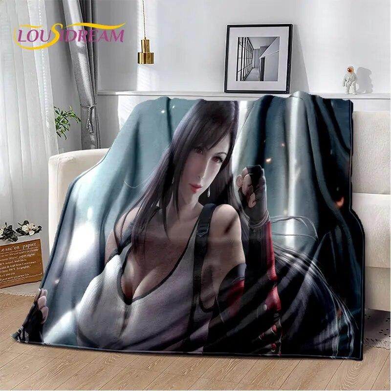 Sexy Girl Lace Tifa Aerith Anime Soft Plush Blanket,Flannel Blanket Throw Blanket for Living Room Bedroom Bed Sofa Picnic Cover