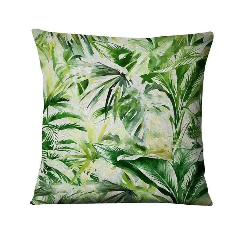 Green Plant Printed Cushion Cover Decorative Tropical Palm Leaf Pillow Case Living Room Bedroom Car Sofa Home Decora Pillowcase