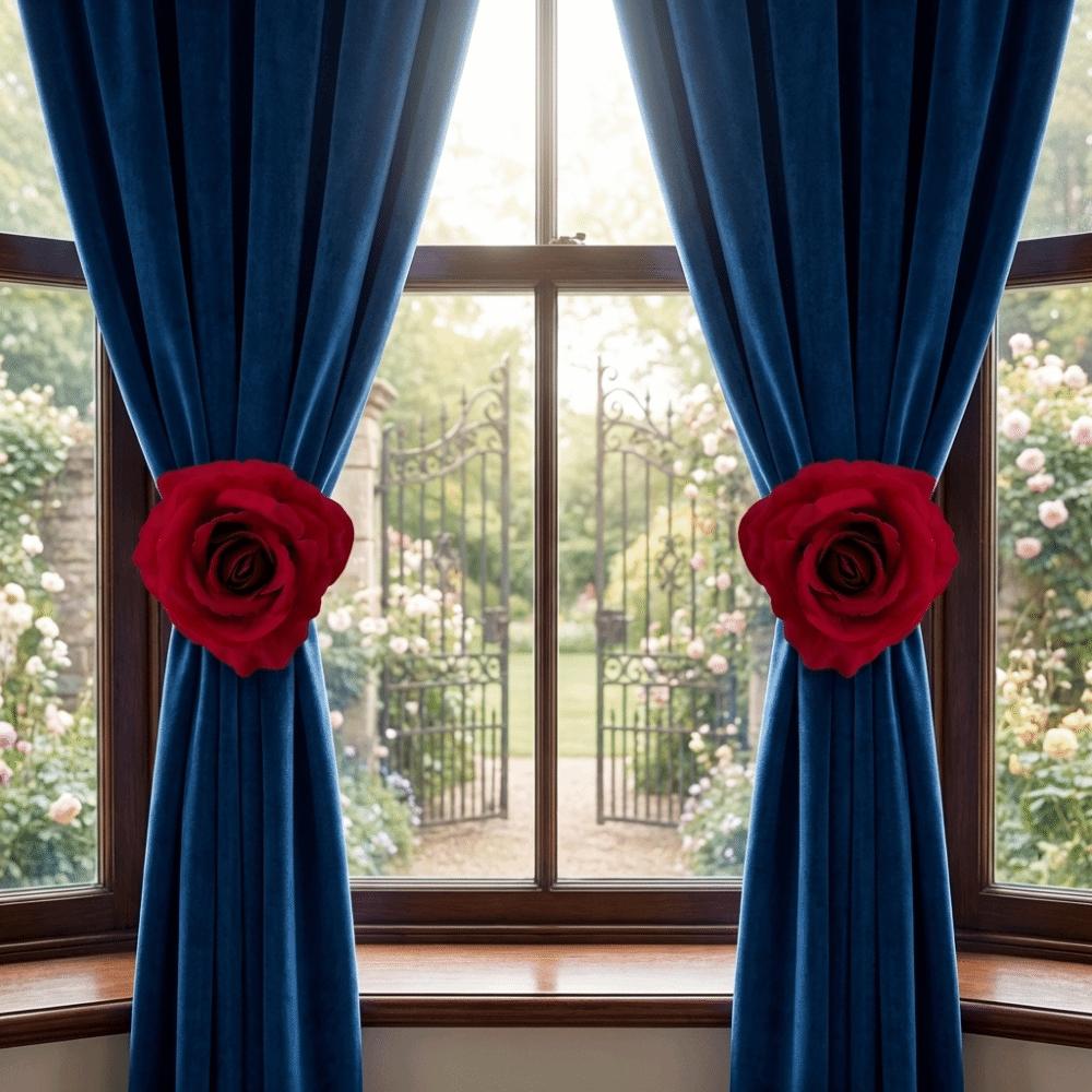 Realistic Rose Curtain Clips Exquisite Curtain Straps Clips Curtain Tape Dormitory