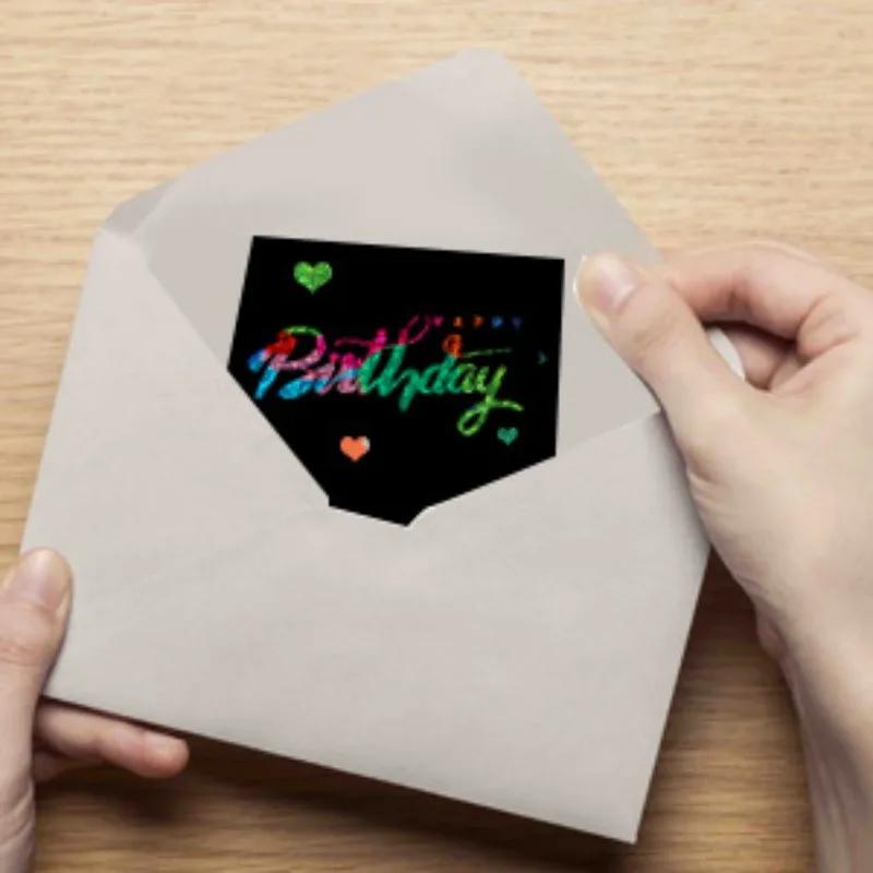 100 шт./набор радужных скретч-бумажных карточек DIY блокнот почтовая открытка подарочное поздравительное приглашение сообщение открытка праздничные принадлежности для вечеринок